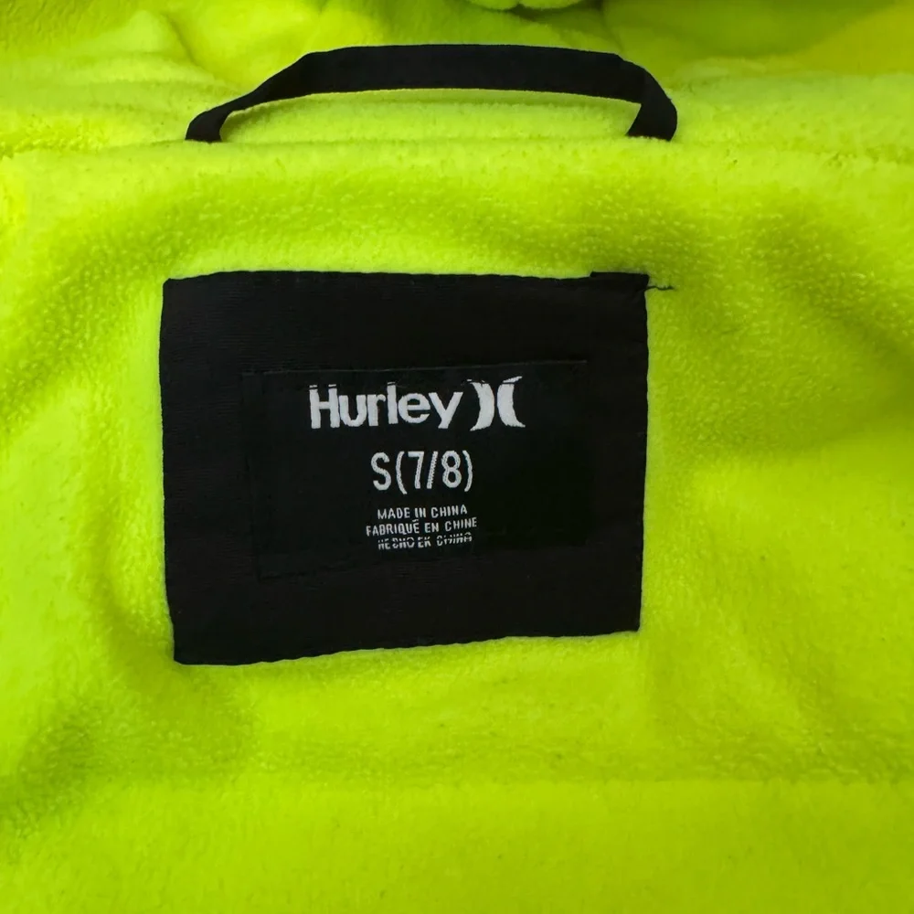 Kids Hurley Black Jacket with Neon yellow accents size s(7/8)